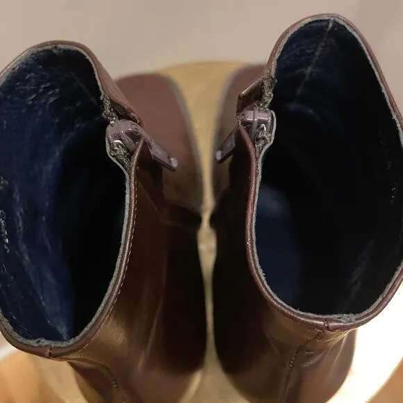 Rare Vintage Y2K J.Crew Brown Leather Ankle Boots | 7, Navy Leather Interior EUC