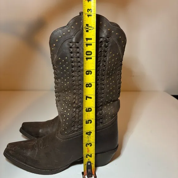 RAWHIDE BY ABILENE SCALLOPED AND WEAVING WESTERN BOOTS SNIP TOE WOMEN’S Sz 6.5