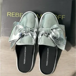 Rebecca Minkoff Neva Leather Mule Sneaker Metallic Silver, Size 6,platform wedge