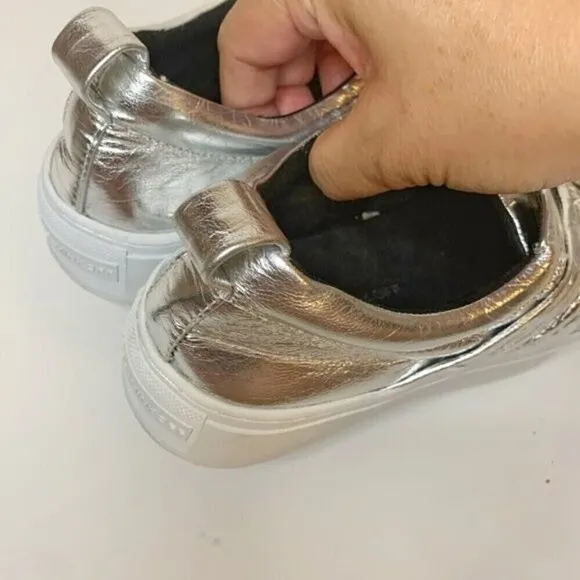 Rebecca Minkoff Nicole Silver Metallic Knot Platform Comfy Slip On Sneakers