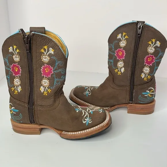 Red Hawk Boots Girls Chocolate Floral Boots