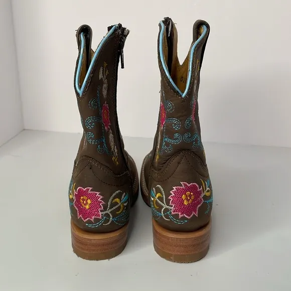 Red Hawk Boots Girls Chocolate Floral Boots
