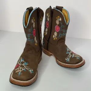 Red Hawk Boots Girls Chocolate Floral Boots