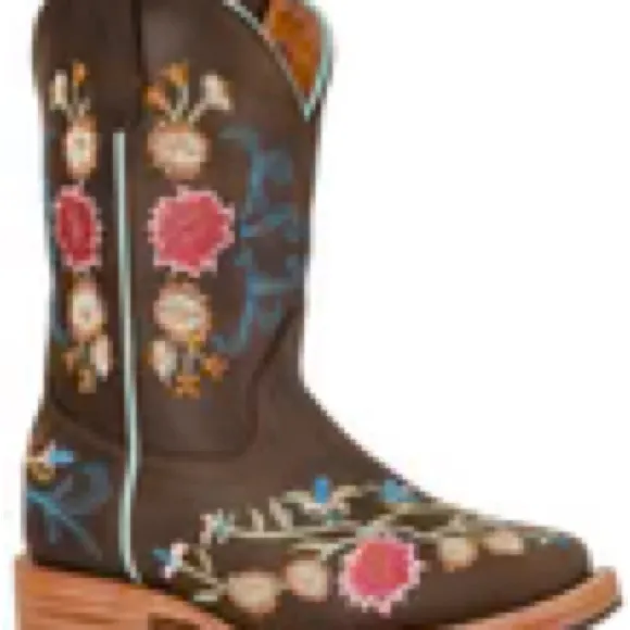 Red Hawk Boots Girls Chocolate Floral Boots