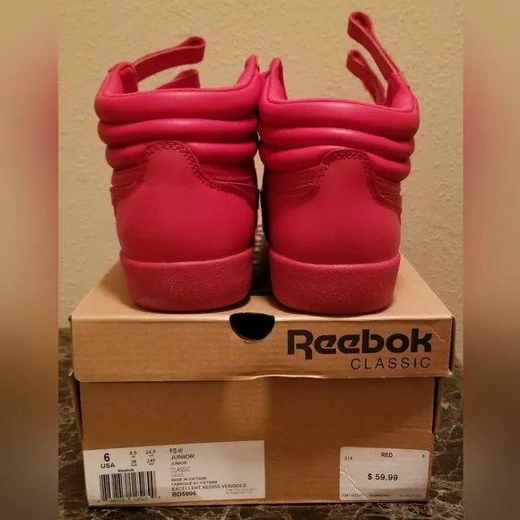 Red High-Top Reebok Classic Sneakers