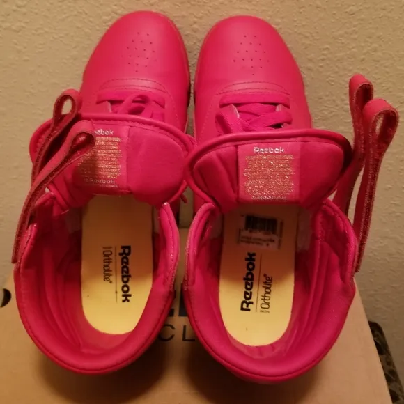 Red High-Top Reebok Classic Sneakers