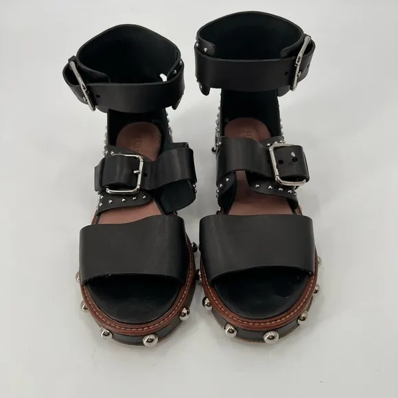 Red Valentino Black Leather Studded Sandals 9