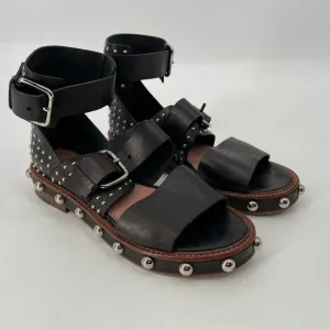 Red Valentino Black Leather Studded Sandals 9