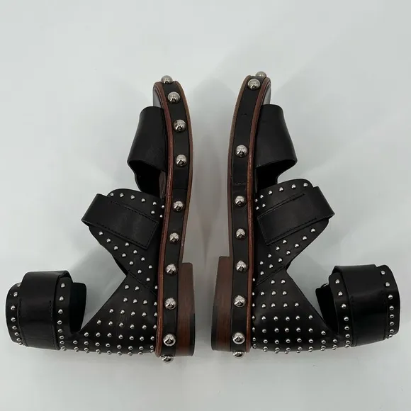 Red Valentino Black Leather Studded Sandals 9