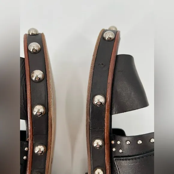 Red Valentino Black Leather Studded Sandals 9