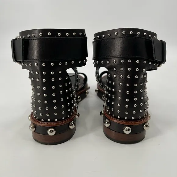Red Valentino Black Leather Studded Sandals 9