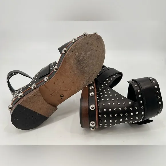 Red Valentino Black Leather Studded Sandals 9