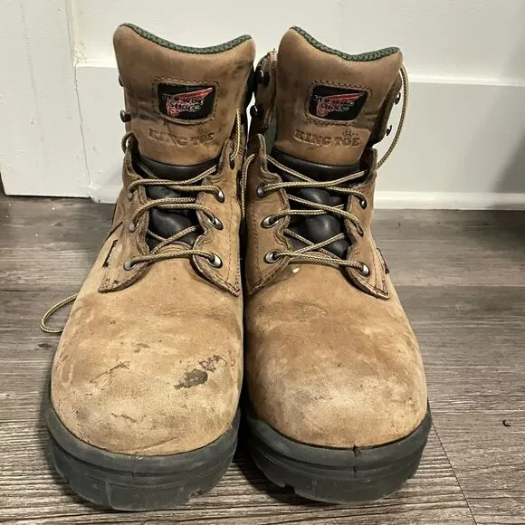 Red Wing King Soft Toe 6” Waterproof Work Boots Brown Leather SZ 14