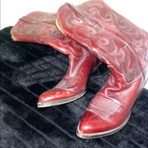 Red Leather Western Boots