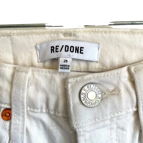 RE/DONE 70s Comfort Stretch High Rise Stove Pipe Jean Button Fly Size 25 NWOT