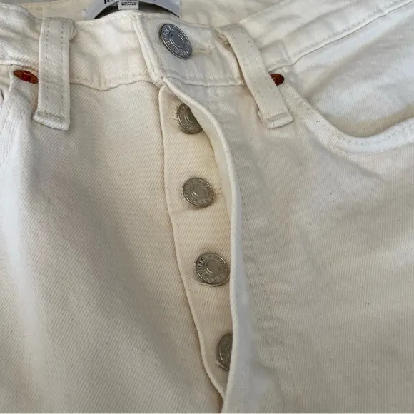 RE/DONE 70s Comfort Stretch High Rise Stove Pipe Jean Button Fly Size 25 NWOT