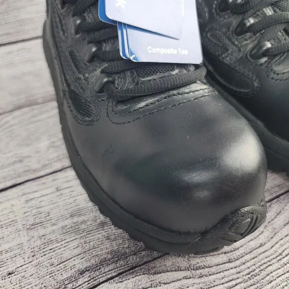 REEBOK Composite Toe Boots Womens 6.5 RB8874 Lace Up Black Leather Work