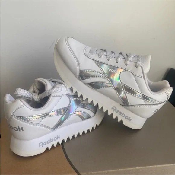 Reebok Holographic Platform White/Silver Kids Sneakers - SZ 11 C