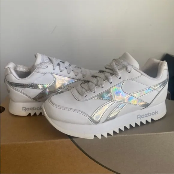 Reebok Holographic Platform White/Silver Kids Sneakers - SZ 11 C