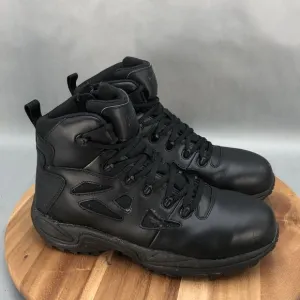 Reebok Rapid Response Composite Toe Work Boots Mens 13 M Black Leather Lace Up‎