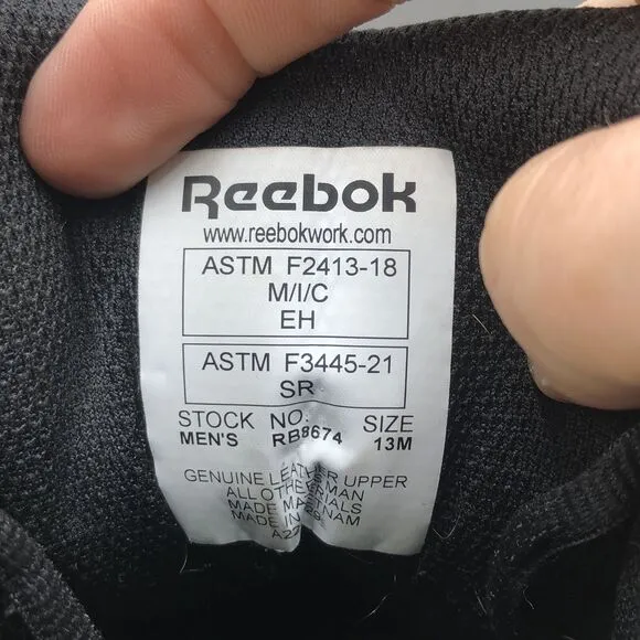 Reebok Rapid Response Composite Toe Work Boots Mens 13 M Black Leather Lace Up‎