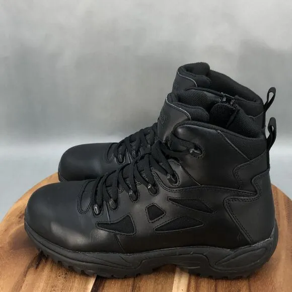 Reebok Rapid Response Composite Toe Work Boots Mens 13 M Black Leather Lace Up‎