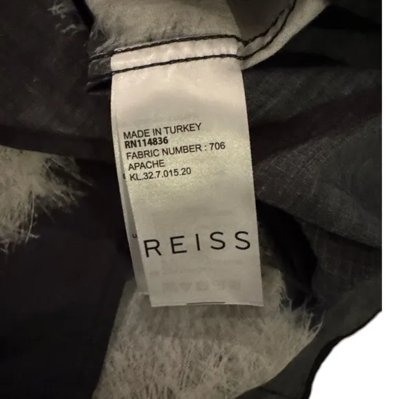 REISS Apache - Mens Dandelion Print Organic Cotton Shirt in Black Slim Fit Sz L