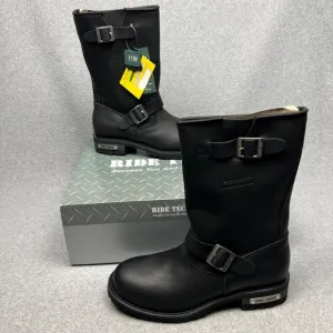 Ride Tecs Mens Enginee Motorcycle Leather Boots Size 11 Wide Black Oil-Resistant