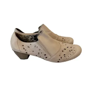 Rieker AntiStress Beige Leather Perforated Slip On Shoes