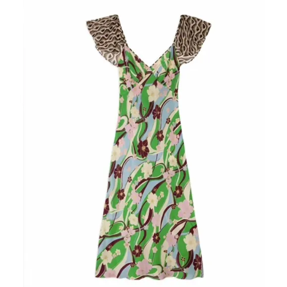 Rixo London Effie Hibiscus Silk Dress
