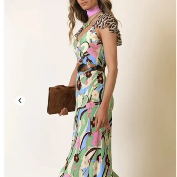 Rixo London Effie Hibiscus Silk Dress