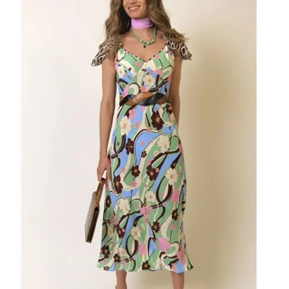 Rixo London Effie Hibiscus Silk Dress