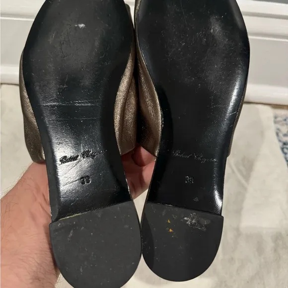 Robert Clergerie Metallic Pewter Leather Slip On Gigy Shoes Size 39