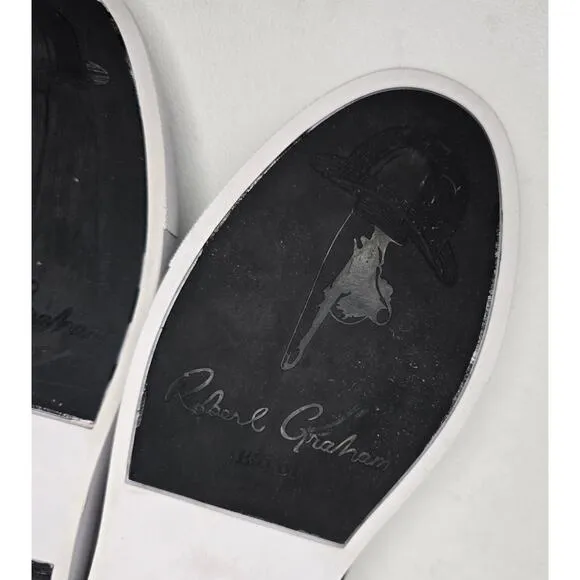 ROBERT GRAHAM Paisley Suede SLIP-ON SHOES Black/White MENS SIZE 8