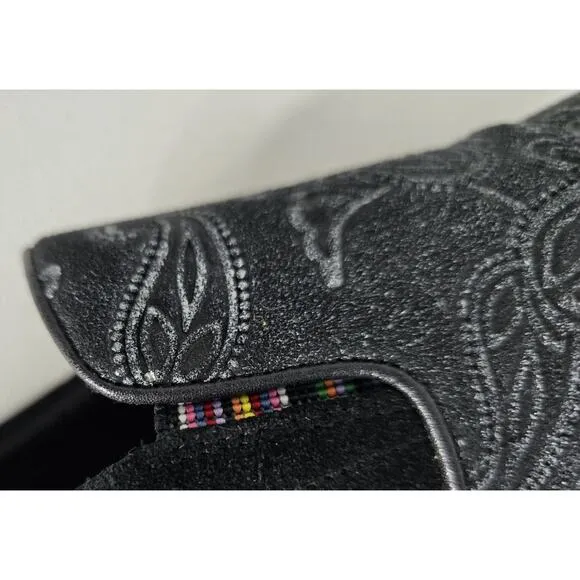 ROBERT GRAHAM Paisley Suede SLIP-ON SHOES Black/White MENS SIZE 8