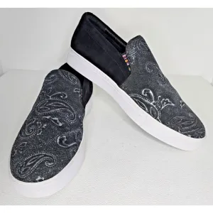 ROBERT GRAHAM Paisley Suede SLIP-ON SHOES Black/White MENS SIZE 8