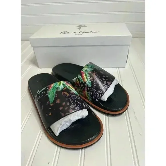 Robert Graham Recon Mens Black Slides Sandals Shoes Size 10 NEW