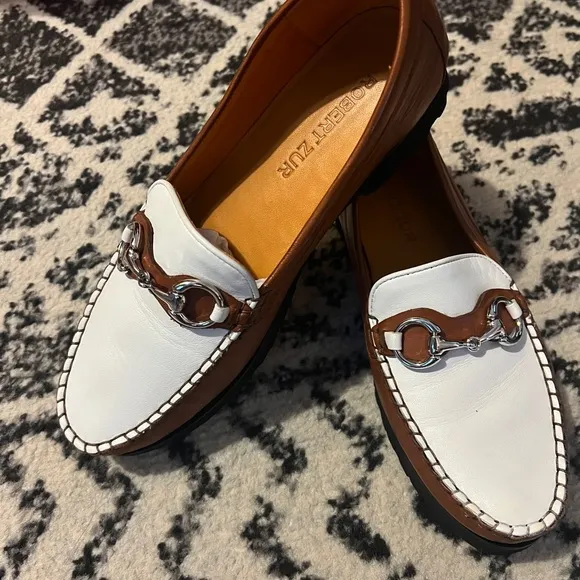 Robert Zur Women’s White and Brown SOHO Loafers
