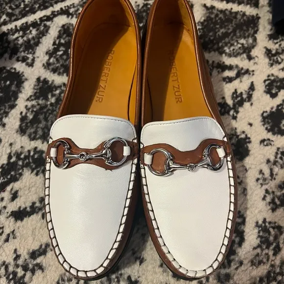 Robert Zur Women’s White and Brown SOHO Loafers