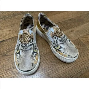Roberto Cavalli Girl Leather Slip-On Animal Print Shoes Size 28 11
