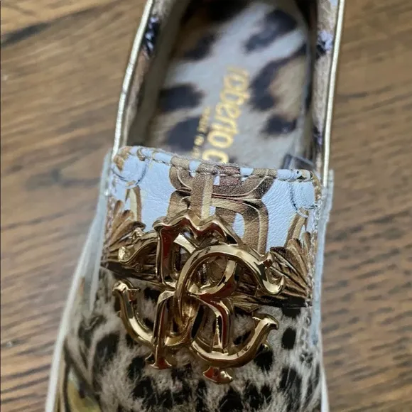 Roberto Cavalli Girl Leather Slip-On Animal Print Shoes Size 28 11