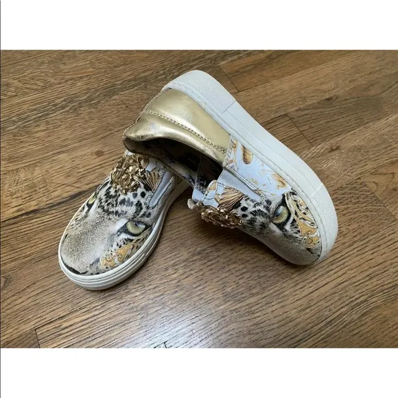 Roberto Cavalli Girl Leather Slip-On Animal Print Shoes Size 28 11