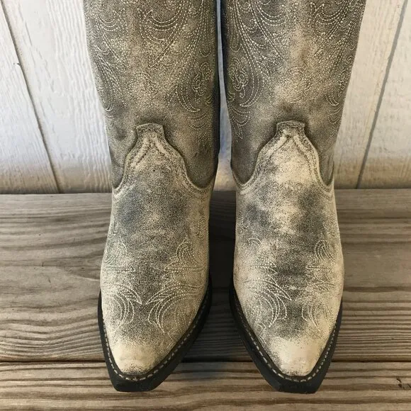 Rockin Country Dusti Womens Distressed Sanded Leather Western Boots 9 M RC5093
