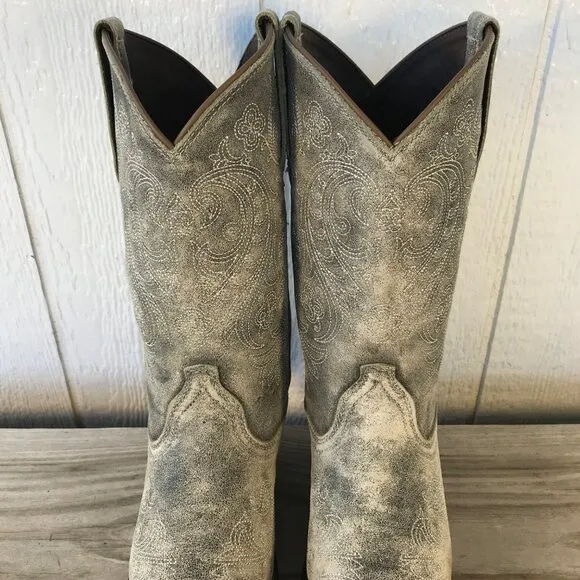 Rockin Country Dusti Womens Distressed Sanded Leather Western Boots 9 M RC5093