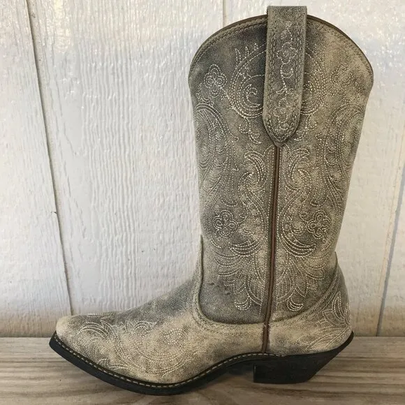 Rockin Country Dusti Womens Distressed Sanded Leather Western Boots 9 M RC5093