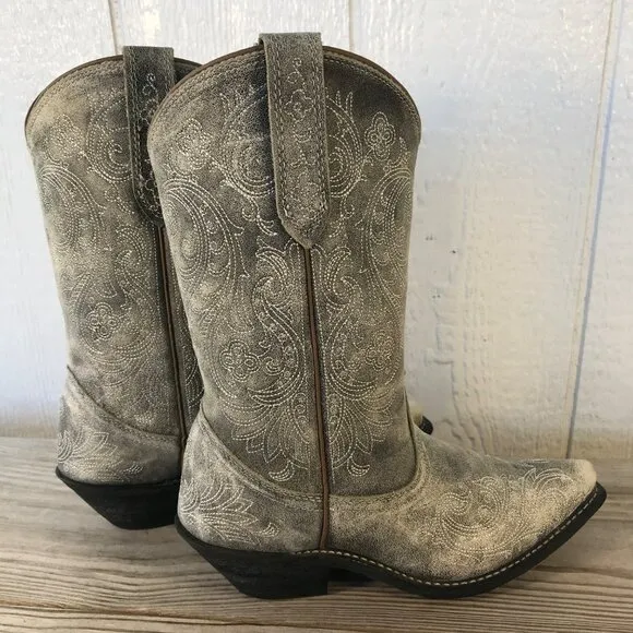 Rockin Country Dusti Womens Distressed Sanded Leather Western Boots 9 M RC5093