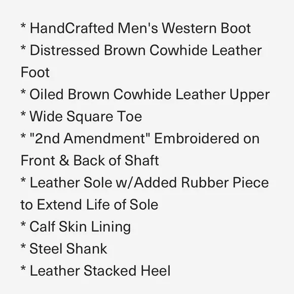 Rockin Leather 2nd Amendment Western Boots Sz 11D