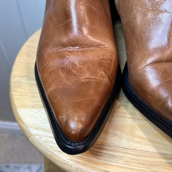 Rockin Vintage Boots Leather Pointy Toe Above ankle Booties Steve Madden Size 10