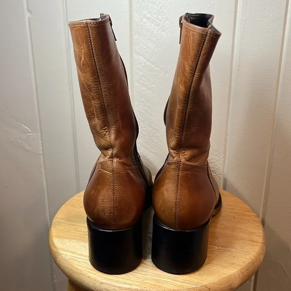 Rockin Vintage Boots Leather Pointy Toe Above ankle Booties Steve Madden Size 10