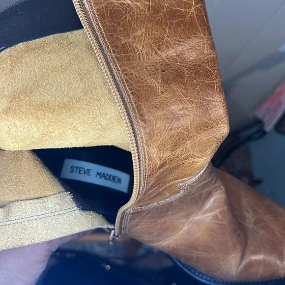 Rockin Vintage Boots Leather Pointy Toe Above ankle Booties Steve Madden Size 10